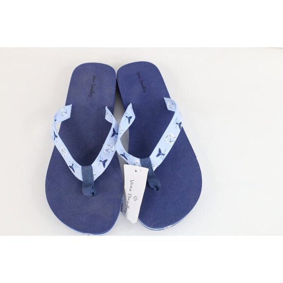 Deadstock Vtg Y2K Vera Bradley Womens Large 9 10 Whale Anchor Flip Flops Sandals - Picture 1 of 5